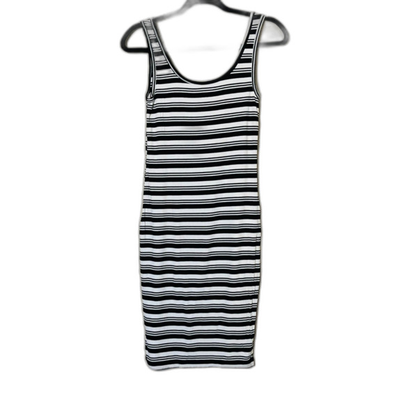 BCBGeneration Black White Stripe Stretch Knit Tank Midi Sundress Small - Picture 3 of 8